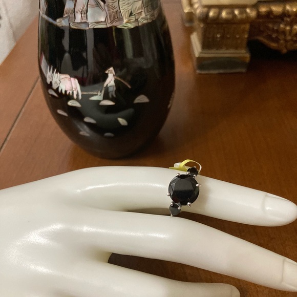 925 Sterling Silver Black Tourmaline Ring Size 6 - Picture 5 of 6